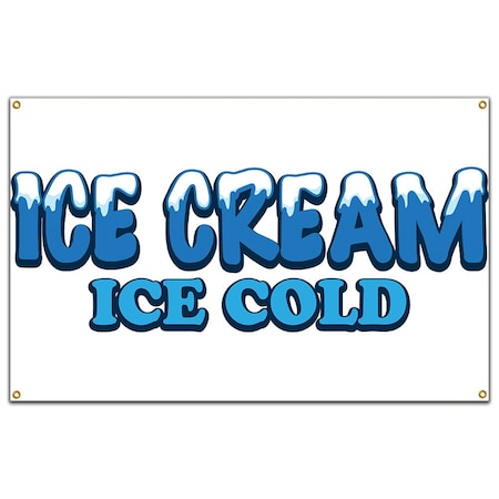 Ice Cream Ice Cold Banner Concession Stand Food Truck Single Sided